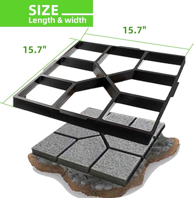 Walk Maker Reusable Concrete Molds Paving Lawn Patio Yard DIY Walkway Pavement (Cross Square)…