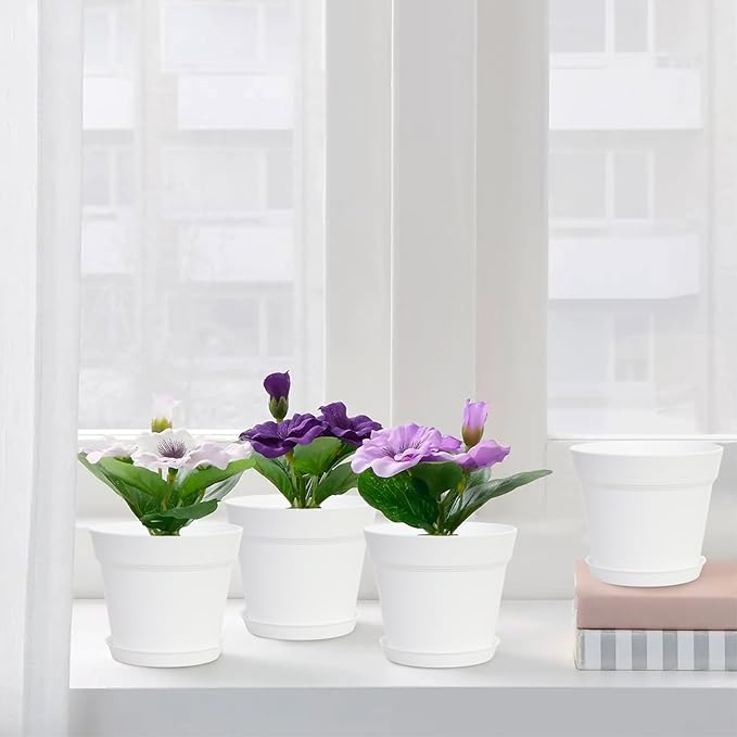 GARDIFE 20 Pack 6 inch Plant pots, planters for Indoor Plants, Flower pots, White