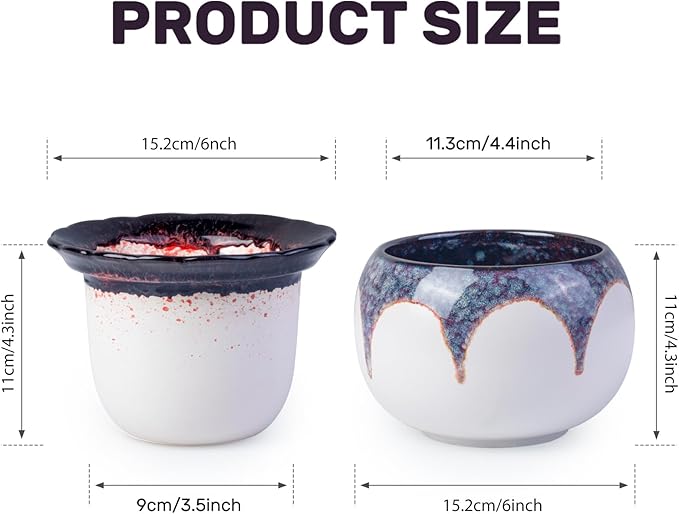 6 Inch Self Watering Pots for Indoor Plants, African Violet Pots, Ceramic Modern Decor Pots Efficient Absorption Water Plant Pot - Gradient Red