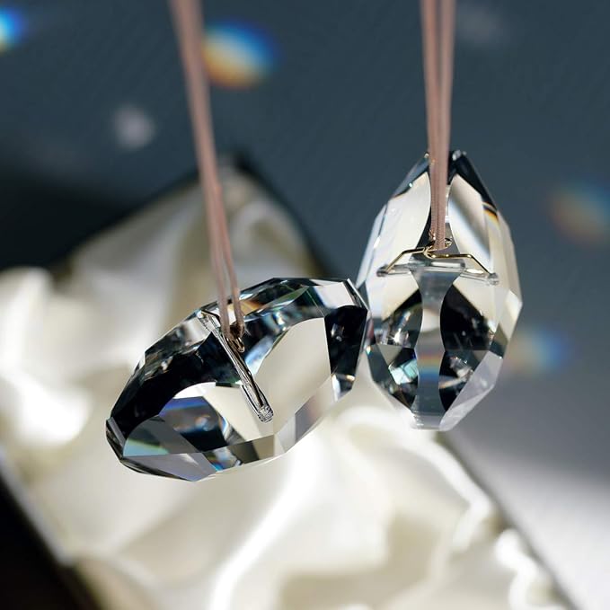 Clear Heart Crystal Suncatcher, 2pc 45mm Hanging Prism for Windows, Outdoor Indoor Decoration, Rainbow Maker Gifts for Mom, Grandma, Friend