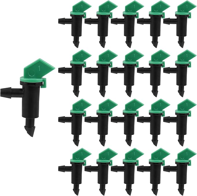 60 Pack 4GPH Drip Emitter Drip Emitters 16L/H Flag Irrigation Dripper for 4mm/7mm Hose for Garden Lawn, Green