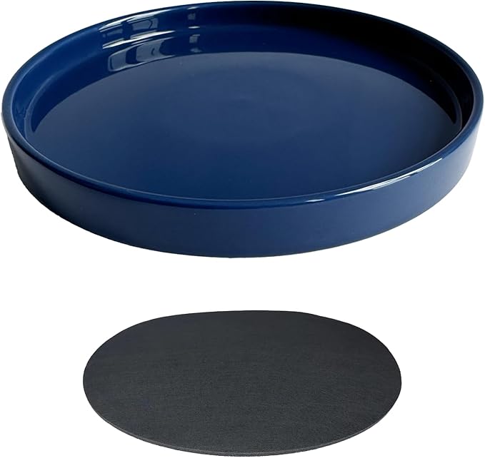 Ceramic Plant Saucer Blue Deep Pot Tray - 1 Pack 15 inch, Planter Saucers Water Drip Trays for Indoors Outdoor, Thick Durable Sturdy Flower Pot Saucers for Glazing Pots Base, More Sizes 3-15 inch