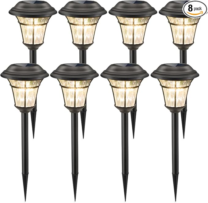 MAGGIFT 8 Pack Outdoor Solar Lights - Waterproof, Solar Pathway & Garden Lights for Yard & Patio, Solar Powered for Driveway