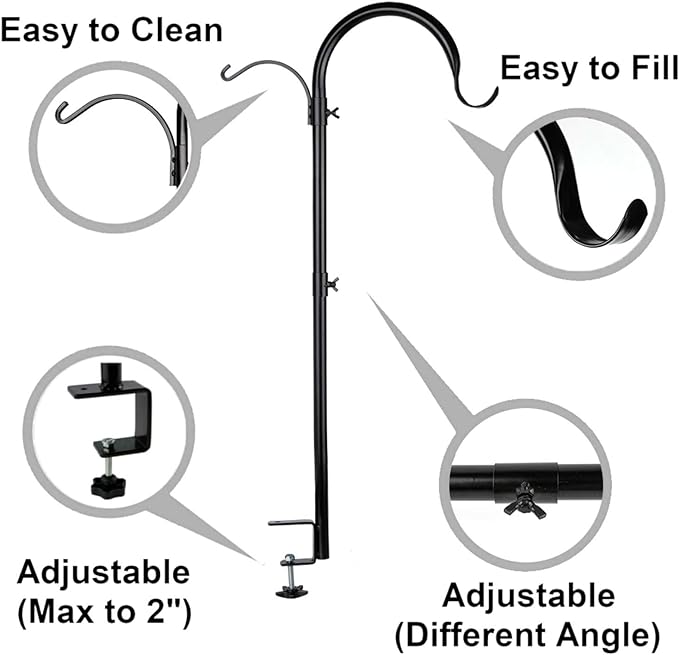 WOSIBO 4 Pack Three Span Deck Hook, 37 Inches Deck Bird Feeder Pole, Hanging Baskets Porch Multi-Hook for Deck Kit with Three Branches for Plant Hangers, Lanterns, Wind Chimes and More