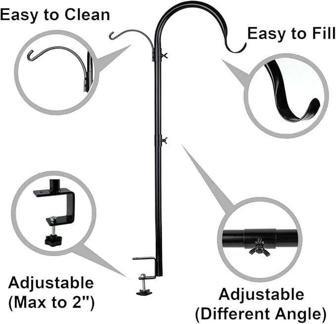 WOSIBO 3 Pack Three Span Deck Hook, 37 Inches Deck Bird Feeder Pole, Hanging Baskets Porch Multi-Hook for Deck Kit with Three Branches for Plant Hangers, Lanterns, Wind Chimes and More