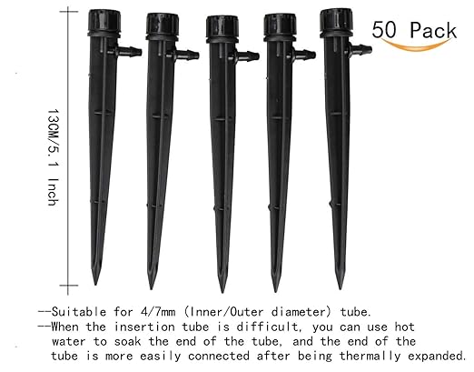 CTKcom Adjustable 360 Degree Water Flow Irrigation Drippers on Stake Emitter Drip System,Pack of 50