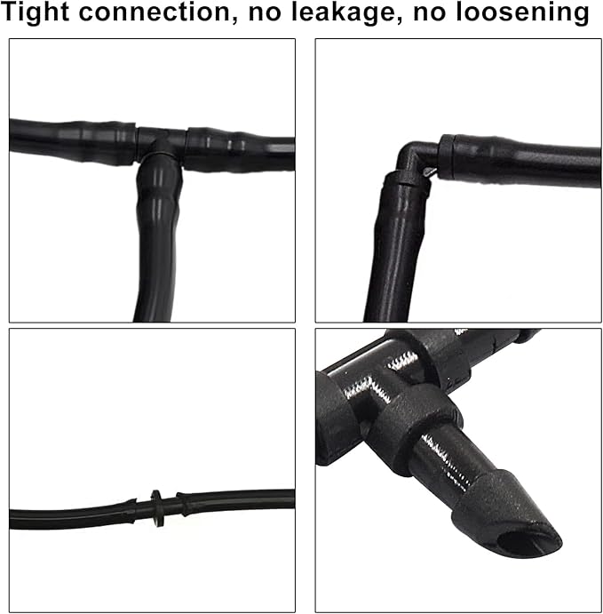 150 Pcs Barbed Connectors Drip Irrigation, Barbed Tee Fittings Drip Irrigation for 1/4 Inch Drip Tubing, Irrigation Tee for Drip or Sprinkler System(Black)
