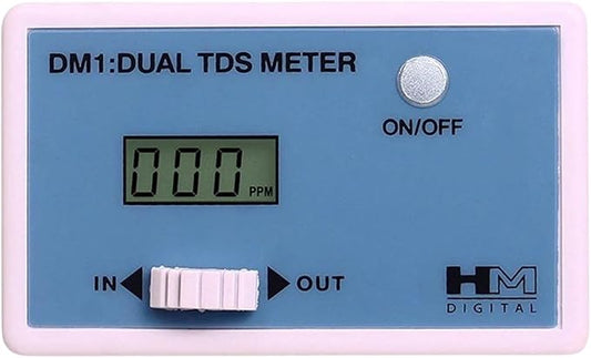 HM Digital DM-1 In-Line Dual TDS Monitor, 0-9990 ppm Range, +/- 2% Readout Accuracy,Blue & White