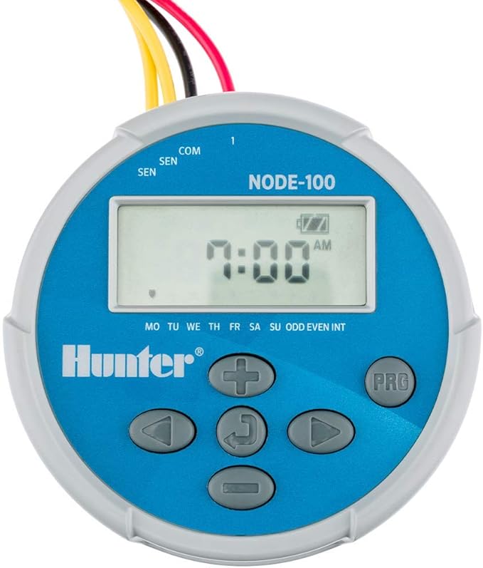 Hunter Industries Sprinkler NODE100 NODE-100 Battery Controller with Solenoid, Small, Blue