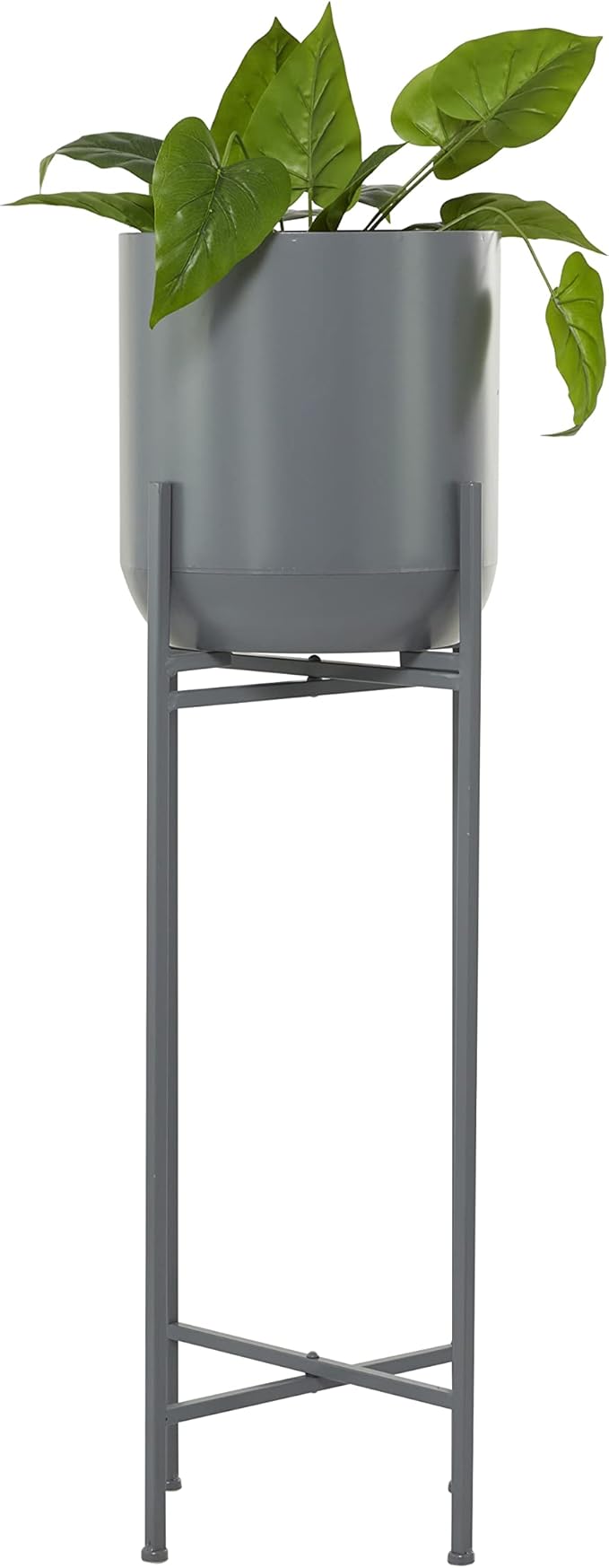 Deco 79 CosmoLiving by Cosmopolitan Metal Round Planter with Removable Stand, 13" x 13" x 42", Gray
