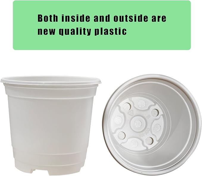 10CM White Seedling Pots 4 inch New Material Planter Pots 50 Pcs, Soft and Sturdy Bottom Transplanting Pots with 50Pcs Screen Pads（50Pcs,4Inch,White