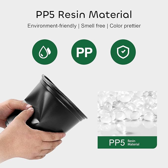 GROWNEER 24 Set 6" 1 Gallon for Plants Flexible Nursery Pot with Drainage Hole and 15 Pcs Plant Labels Flower Plant Container for Indoor Outdoor Seedlings Vegetables Succulents(Black)