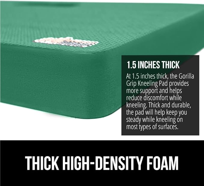 Gorilla Grip Extra Thick Kneeling Pad, Supportive Soft Foam Cushioning for Knee, Water Resistant Construction for Gardening, Bathing Baby, Workout Supplies, Lightweight, Garden Work Gifts