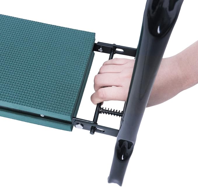 Garden Kneeler Seat Heavy Duty Gardening Bench Stool with 2 Tool Pouch Bags, Eva Soft Foam Pad for Kneeling and Seating, Lightweight Frame