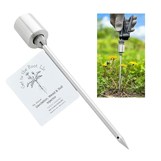 Dandelion Weeder Tool-Manual Weeder, Hand Weeder/Puller Alternative- Dandelion Illimination-Inject Root with Vinegar- Attach to Garden Sprayer-No Digging, Pulling, No Holes to Repair-Patent Pending