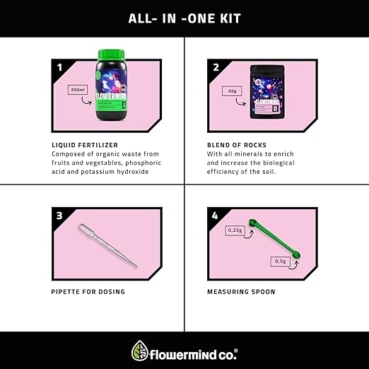 Vegan, Organic Liquid Fertilizer Kit| Biotechnology Fertilizer & Rock Dust, Longer Soil Enrichment | All-Purpose, Organic Liquid Plant Food for Vegetables, Plant| Indoor,Outdoor, 8.5 Fl.Oz +32g