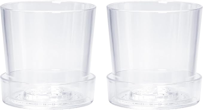 Phoenix Vine 4.5 Inch Clear Acrylic Planter Pot with Tray, Orchid Pot with Drainage Holes, Deep Saucer for Bottom Watering, Transparent Containers for Indoor Plants, Herbs, Set of 2, 91-A-E-2