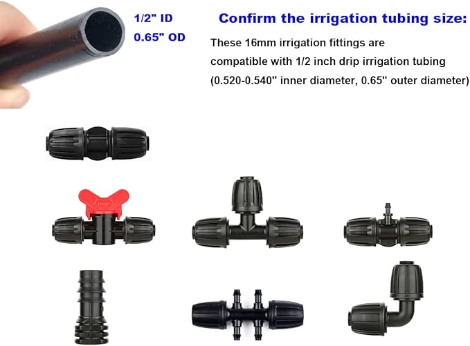 Drip Irrigation Parts for 1/2" Tubing: Drip Hose Connectors for Garden Irrigation System - Splitters for Irrigation Fitting Barbed Tee (10pcs)