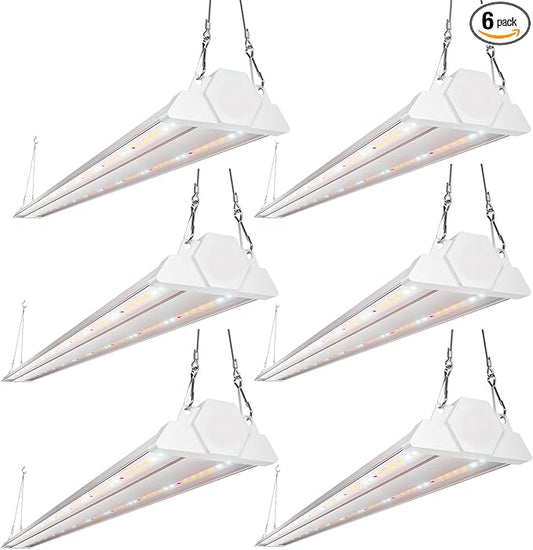 FREELICHT 6 Pack 4ft LED Grow Light, 60W (350W Equivalent), Sunlike Full Spectrum Integrated Plant Light for Hydroponic Indoor Plant Succulent Seedling Veg and Flower, Plug in with On/Off Switch