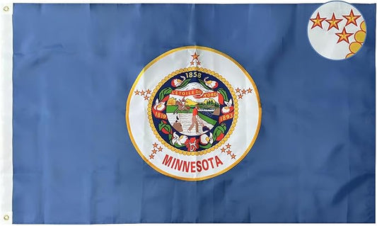 TOPFLAGS Minnesota State Flag 3x5 Outdoor MN Flags Double Sided Embroidered Durable Lasting Heavy Duty Nylon Stronger Brass Grommets 4 Stitched Hemming Perfect for Outside