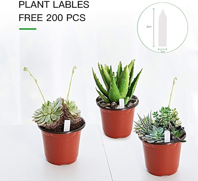 JERIA 200-Pack 4 Inch Plastic Nursery Pots Come with 200 Pcs Labels, Seedling Flower Plant Container and Seed Starting Pots