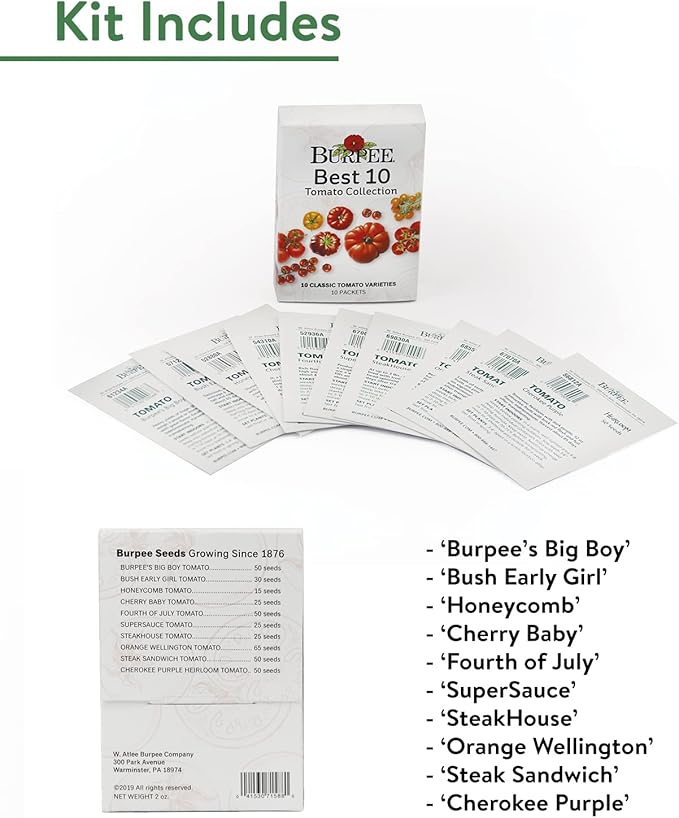 Burpee Best 10 Non-GMO Planting Tomato Seeds for Garden Gifts (1 Pack)