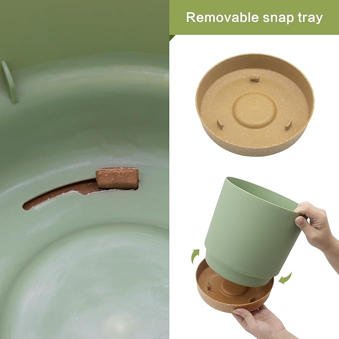 QCQHDU 6.5 inch Plant Pot, 2 Pack Planters for Indoor Plants with Drainage Holes & Saucer, Outdoor Flower Pots Home Garden Modern Decor