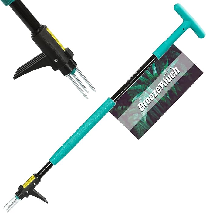 Breeze Touch 39" Weed Pulling Tool, 3-Claw Detachable Weed Puller Tool with Long Handle, Heavy Duty Stand Up Weeder Weeding Tool for Lawn, Yard, Garden, Crabgrass, Dandelion Picker, Weed Remover