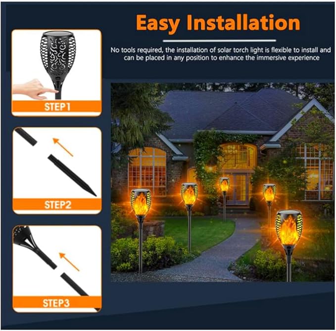 Solar Lights Outdoor, 4 Pack Flickering Flame Solar Torch Lights outside with Super Larger Size for Garden Decor, Waterproof Solar Garden Lights, Solar Powered Outdoor Lights for Patio Yard Pathway