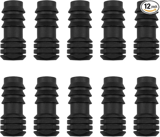 Barbed End Plug Connector for 1/2 Inch Irrigation Pipe (0.52 "ID x 0.65" OD) End Cap Irrigation Plug Nut for Garden Irrigation Systems 12 PCS