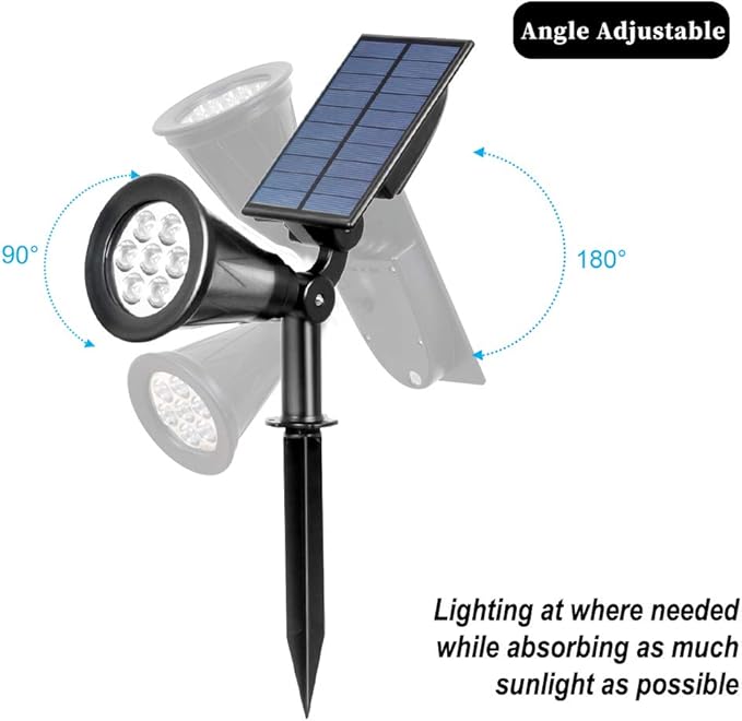 T-SUN Solar Spotlight LED Outdoor Wall Light, IP65 Waterproof, Auto-on at Night/Auto-Off by Day, 180°Angle Adjustable for Tree, Patio, Yard, Garden, Driveway, Stairs, Pool Area (Green)
