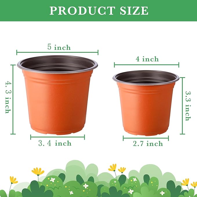 Hushee 1500 Pcs 5 Inch Plastic Plants Nursery Pots Seed Starting Pots Seedling Plant Pots with Drainage Holes Plastic Planters Planting Pots Indoor Outdoor for Flower Transplanting(Classic)