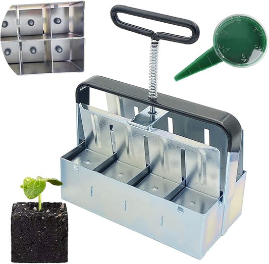 Soil Block Maker Upgraded 8PCS 2in Manual Seed Blocker with Comfort-Grip Handle Soil Blocking for Seed Start Garden Soil Potting Soil for Outdoor Plants Used Repeatedly (7.7in*4in)