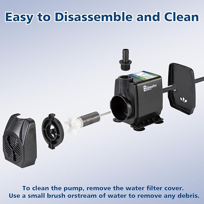 Submersible Water Pump, 660GPH 45W Ultra Quiet Fountain Pump (2500L/H), with 4 Nozzles 8.2ft High Lift for Aquarium, Fish Tank, Pond, Waterfall, Outdoor, Statuary, Hydroponics