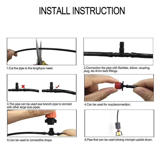 1/4 Drip Irrigation Tubing, 100FT 1/4 Irrigation Hose, Black Polyethylene 1/4 Inch Drip Irrigation Tubing with Drip Irrigation Fittings, DIY Garden Water-Saving Irrigation System.(02, 100FT)