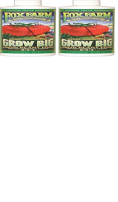 Fox Farm 6-4-4, 1-Pint FX14092 Grow Big Liquid Concentrate Fertilizer, Soil NPK 6-4(2-Pack)