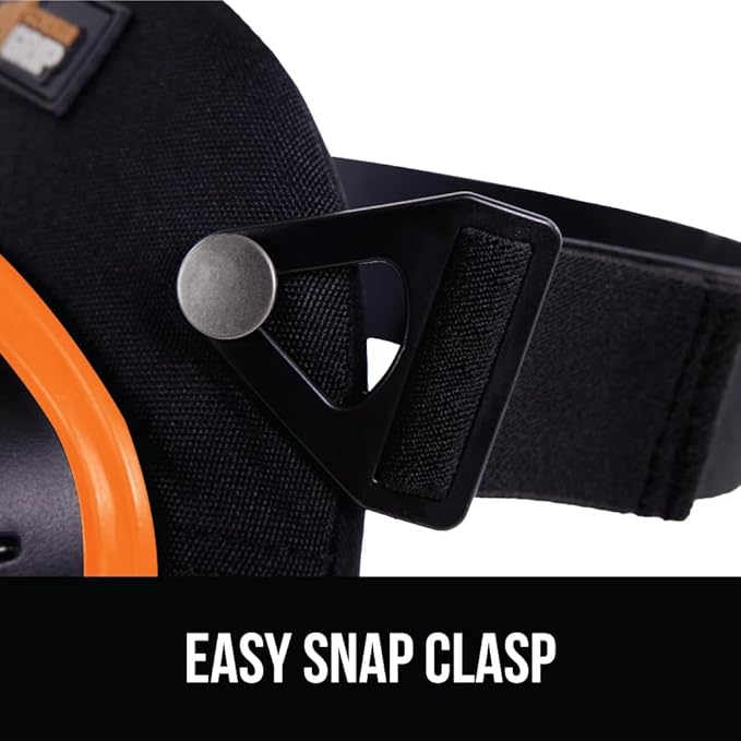 Gorilla Grip Adjustable Safety Knee Pad Set, Heavy Duty Durable Kneeling Pads for Work, Anti Slip Fasteners, Comfortable Gel Padding, Supportive Pads During Construction, Gardening Tool, Orange