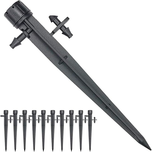 50 Pcs Drip Irrigation Emitters, Adjustable Flow 0-18 GPH Irrigation Drippers with Stake, 360 Degree Flow Sprinkler Head, Micro Sprinkler for Garden Patio Lawn Flower Bed