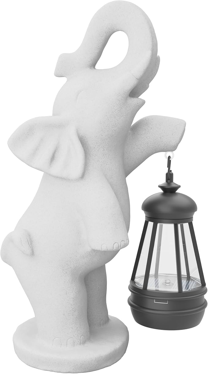 Solar Garden Statue 10 Inch Elephant Decor for Outside Yard Decoration Outdoor Unique Housewarming Gardening Birthday Gifts for Women Grandma