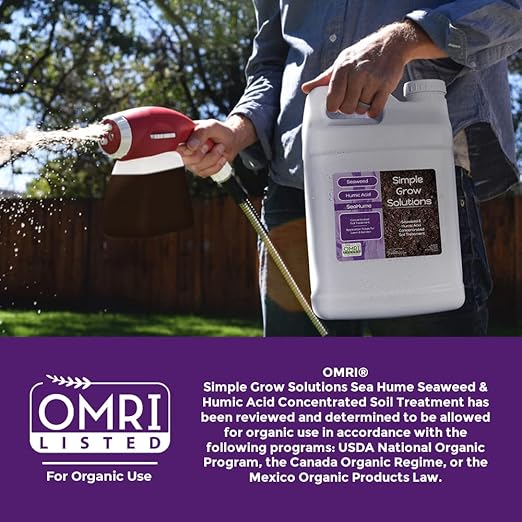 Organic Liquid Seaweed for Lawn & Plants - 8% Kelp Blended with Humic Acid - OMRI Organic Fertilizer Supplement Concentrated - Sea Hume- Natural Treatment for Turf Grass and Garden - Simple Lawn Solutions - Soil Conditioner (2.5 Gallon)