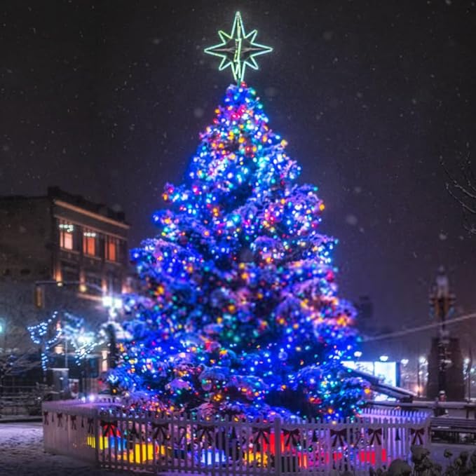 Solar String Lights Outdoor, 2 Pack Total 80FT 200 LED Solar Christmas Twinkle Lights Outside Waterproof Copper Wire 8 Modes Solar Fairy Lights for Garden Tree Party Patio Christmas Decor (Multicolor)