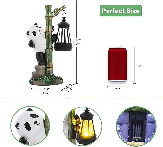 Solar Garden Decor Panda Gifts, Garden Yard Art Decor Panda Gifts for Women - Birthday Gifts for Panda Enthusiasts Grandma Mom Women ﻿