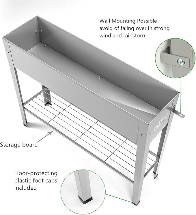 Metal Raised Garden Bed,Raised Planter Box with Legs,Herbs and Vegetables Planter Suitable for Outdoor Patio Deck and Porch (Gray)