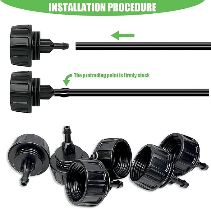 6 Pack Drip Irrigation Hose Connectors, 1/4 Inch Drip Irrigation Tubing to Faucet/Garden Hose Adapter, 3/4 to 1/4 inch Drip Irrigation Tubing Connectors, 1/4 Inch Drip Irrigation Garden Hose Adapter