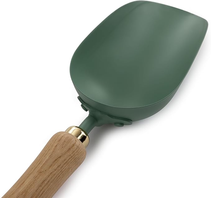 Barebones Garden Scoop - Garden Spoon - Stainless Steel Small Hand Shovel for Transplanting, Digging, and Planting - Great Home Gardening Hand Tools (Ash/Mint)