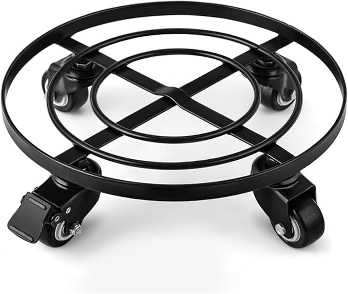 AMAGABELI GARDEN & HOME 12" Metal Plant Caddy Heavy Duty Plant Stand with Wheels Wrought Iron Potted Brake Flower Pot Rack Rollers Mover Dolly Holder Indoor Outdoor Planter Trolley Caster BG1622