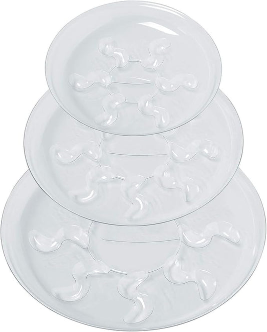 Idyllize 15 Pack Assorted Sizes 6 8 10 Inch Clear Thick Plastic Heavy Duty Sturdy Plant Saucer Drip Trays for pots, 5 Pieces of Each Size (Assorted Sizes 6'', 8'', 10'')