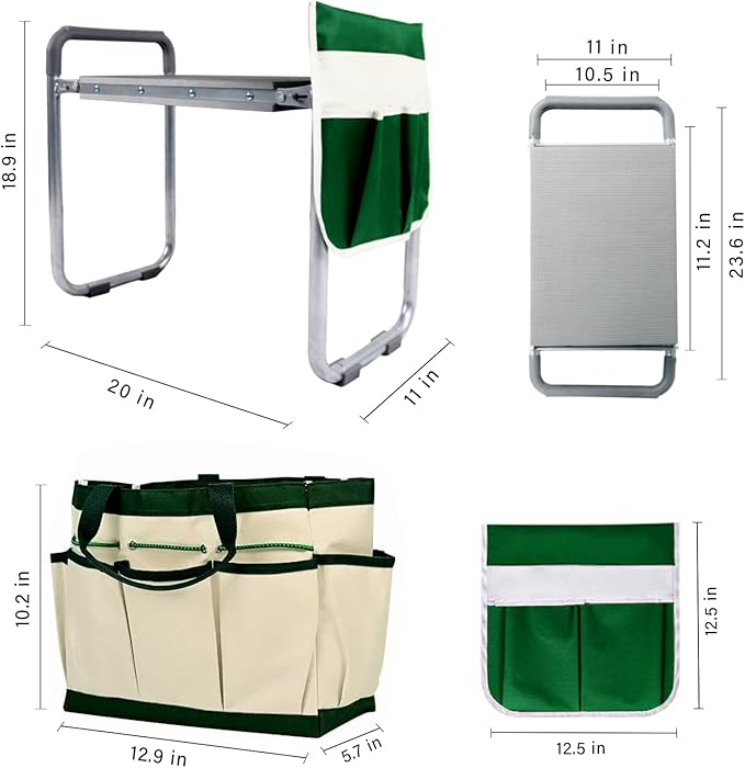 BESTHLS Garden Kneeler and Seat, Foldable Garden Stool Heavy Duty Gardening Bench for Kneeling Sitting to Prevent Knee & Back Pain, Tool Pouch Gloves Included Ideal for Women Seniors Mom Dad
