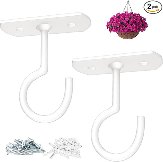 Ceiling Hooks for Hanging Plants 2.5in 2Pack Metal Plant Bracket Iron Wall Mount Lanterns Hangers for Hanging Bird Feeders, Lanterns, Wind Chimes, Planters, Outdoor Decoration Hooks