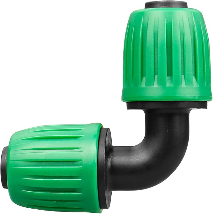 Drip Irrigation Fittings for 1/2 inch Tubing (0.60"-0.63" OD), 12 Pieces Barbed Elbow Drip Parts Locked Elbow Connectors, Drip Line Nuts Connectors for 1/2" Drip Irrigation Hose(Green)